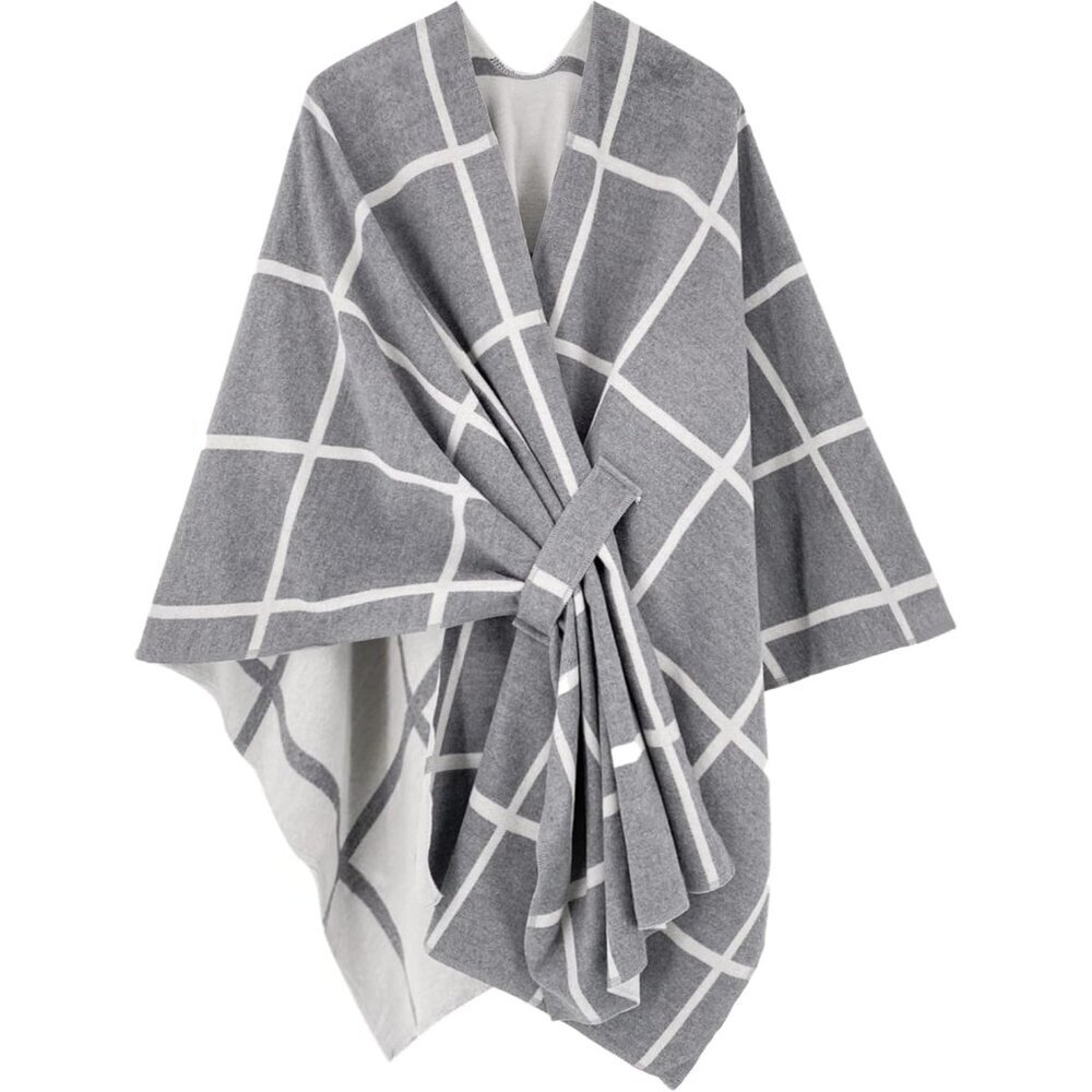 Women's Shawl Wrap Poncho Ruana Cape Open Front Cardigan Shawls for Fall Winter